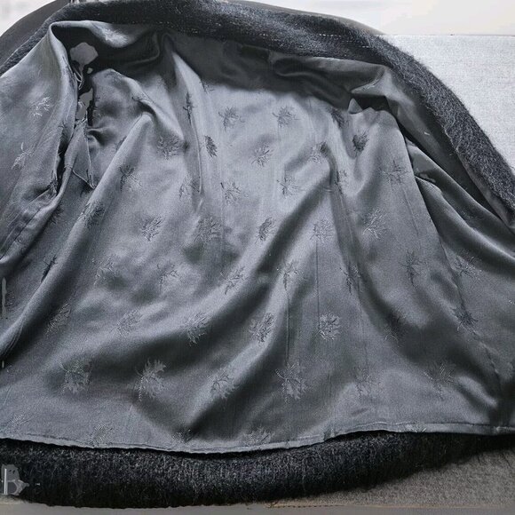 Handmade Cardigan Womens L Black Wool Blend Embellished Lined LS Whimsigoth Art - Picture 8 of 16